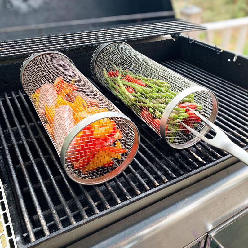 BBQ Grill Rolling Basket